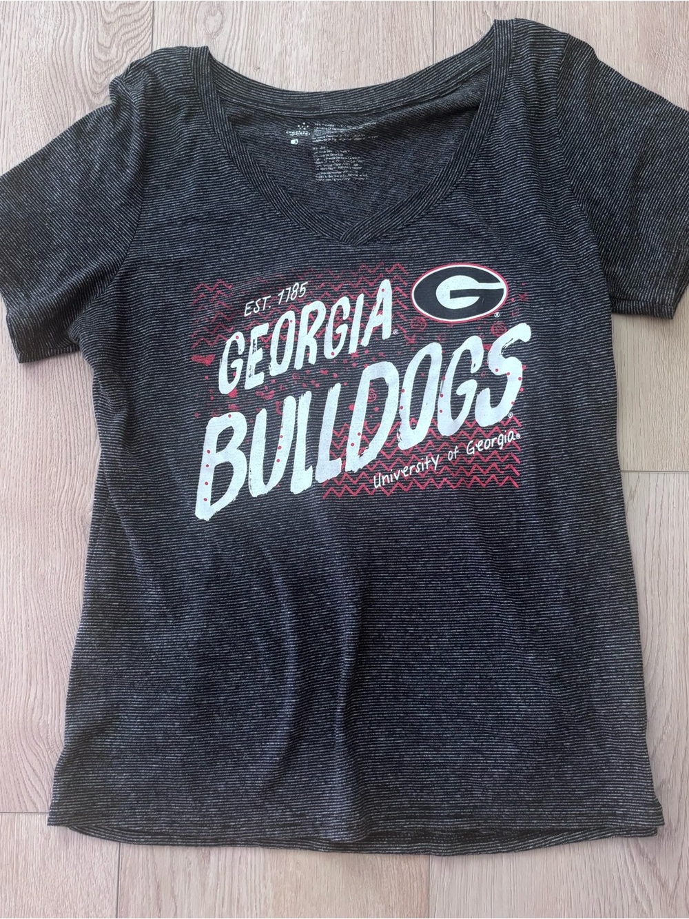 Georgia Bulldogs Womens Short Sleeve Tee Heather Black Go Dawgs XL